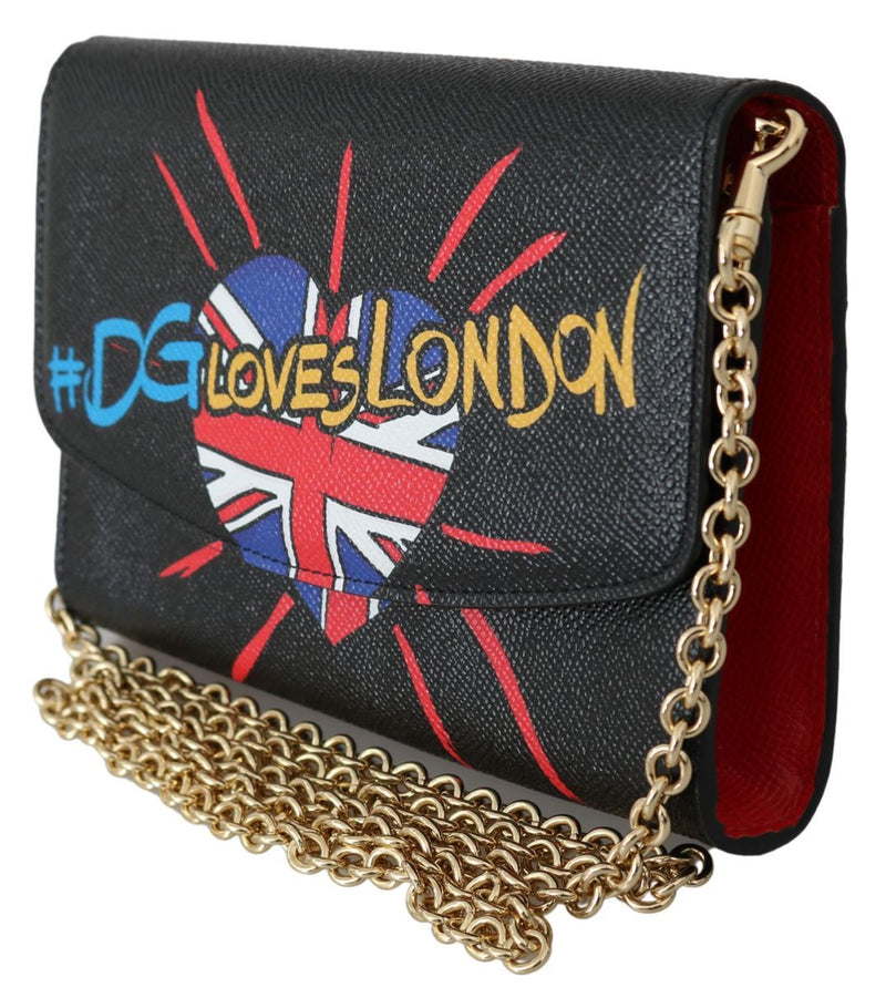 Black #DGLovesLondon Shoulder Clutch Borse Leather Bag