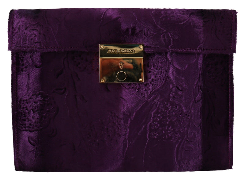 Purple Velvet Leather Women Document Briefcase Bag