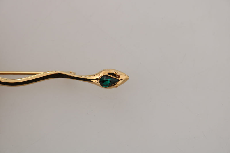 Gold Brass Crystal Spilla Serpente Mens Brooch Pin