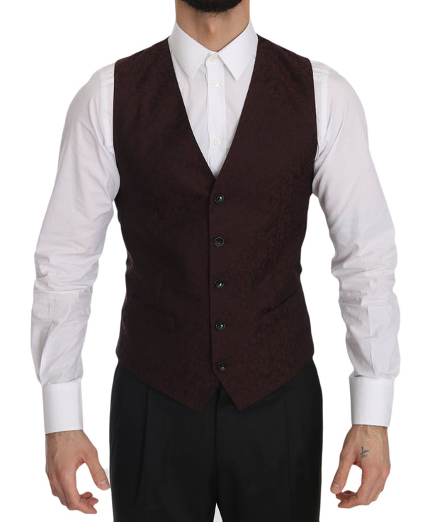 Bordeaux Brocade Slim Fit Vest