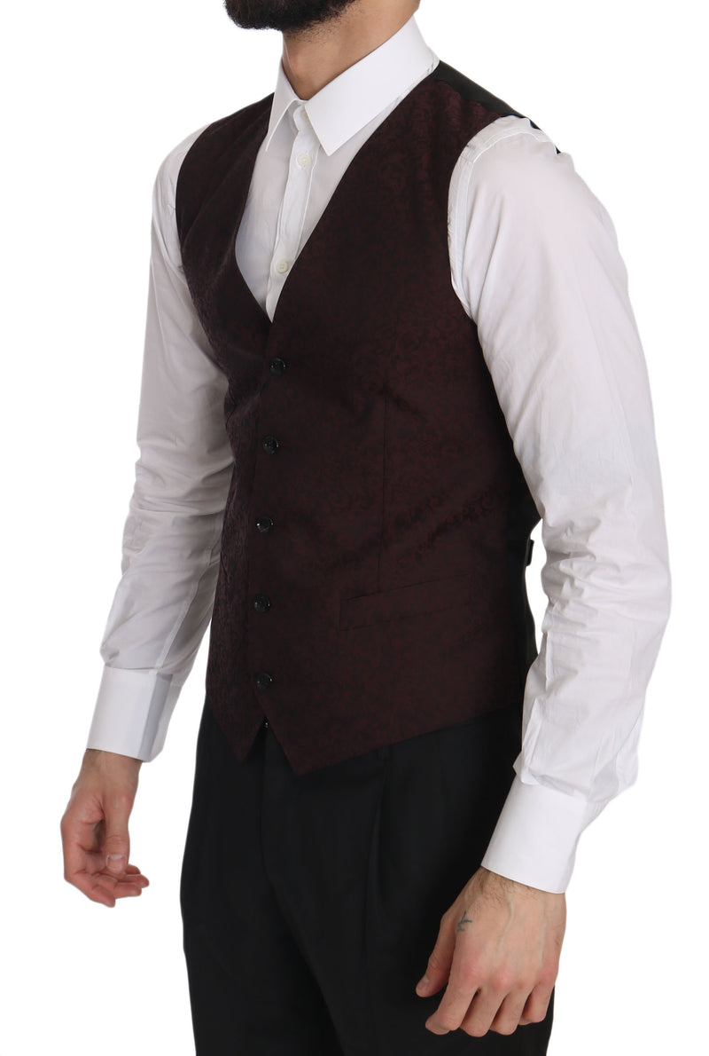 Bordeaux Brocade Slim Fit Vest