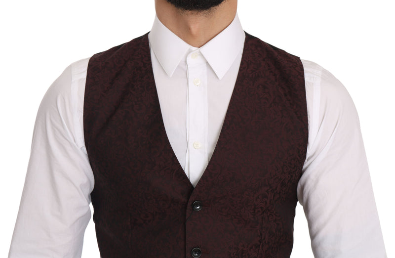 Bordeaux Brocade Slim Fit Vest