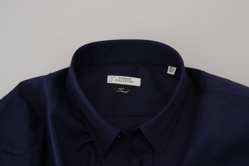 Dark Blue Cotton Formal Dress Trend Shirt