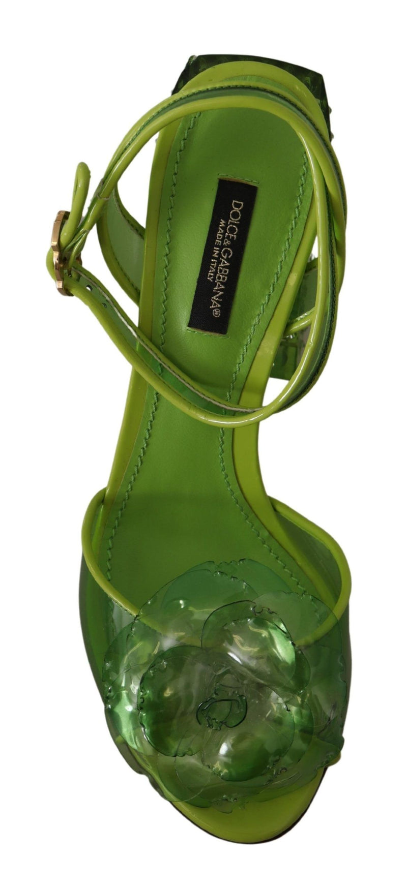 Green Plexi Crystal Sandals Heels Shoes