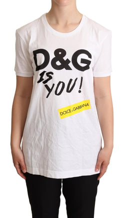 Cotton White D&G Is You Print Top T-shirt