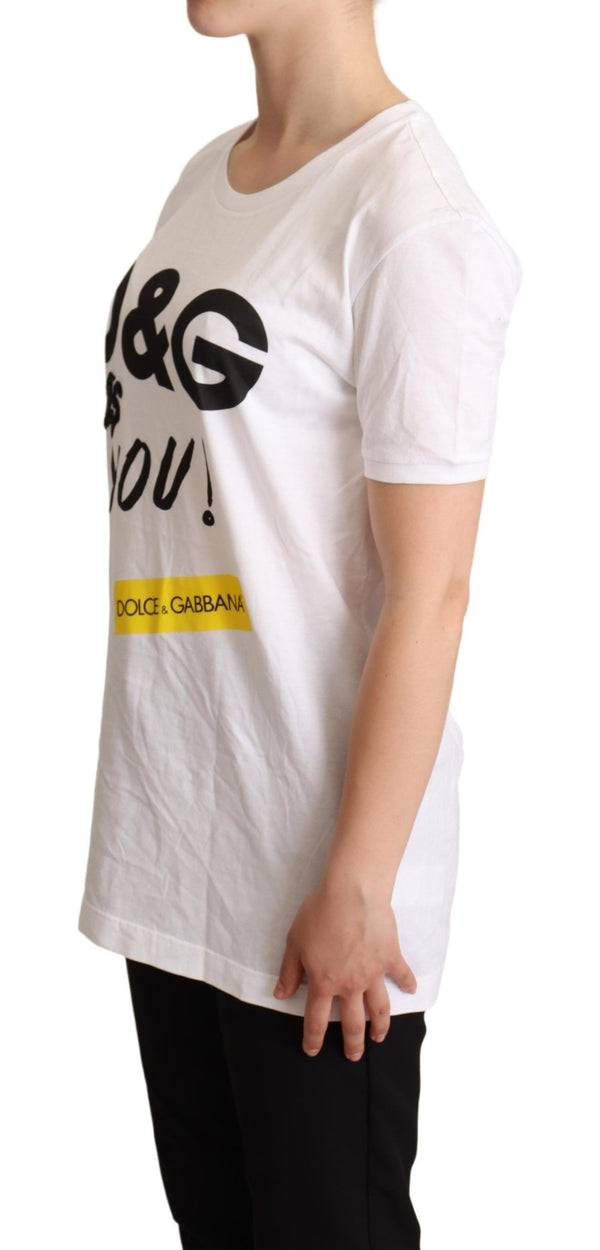 Cotton White D&G Is You Print Top T-shirt