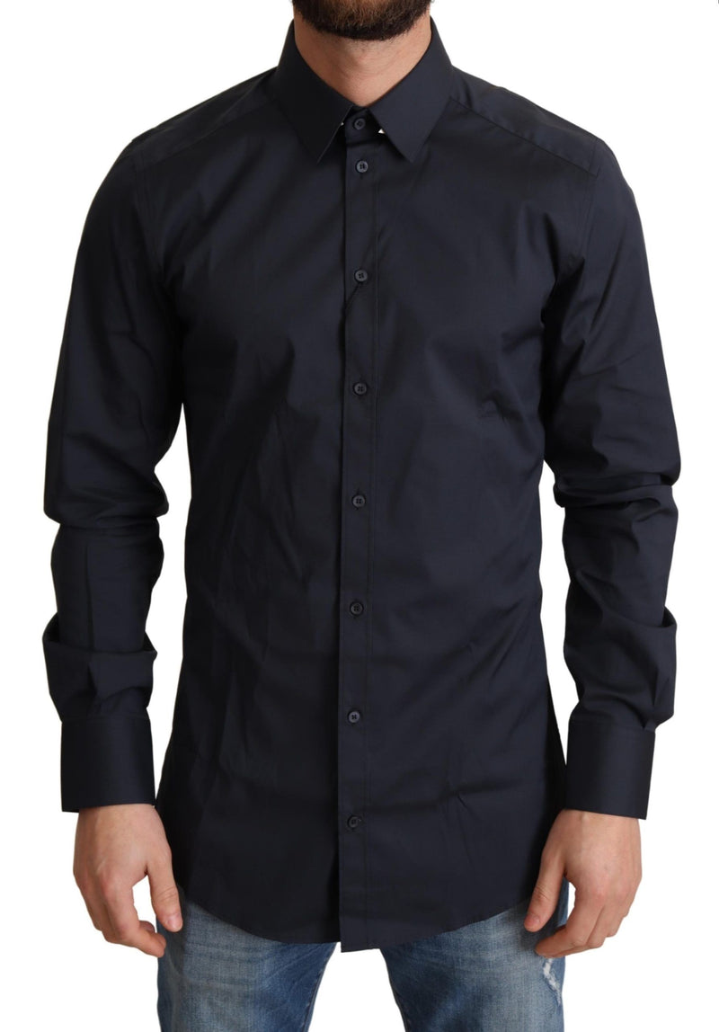 Blue Cotton Stretch Formal Shirt