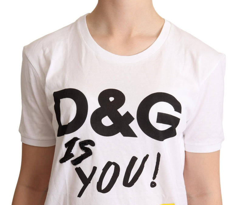 Cotton White D&G Is You Print Top T-shirt