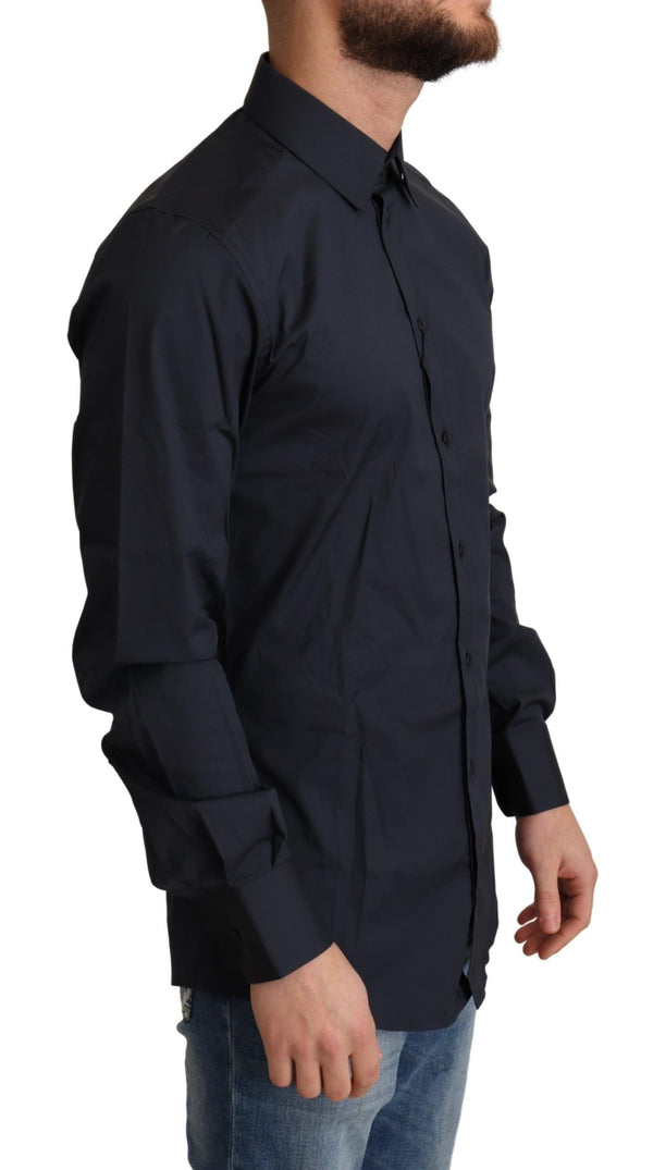 Blue Cotton Stretch Formal Shirt