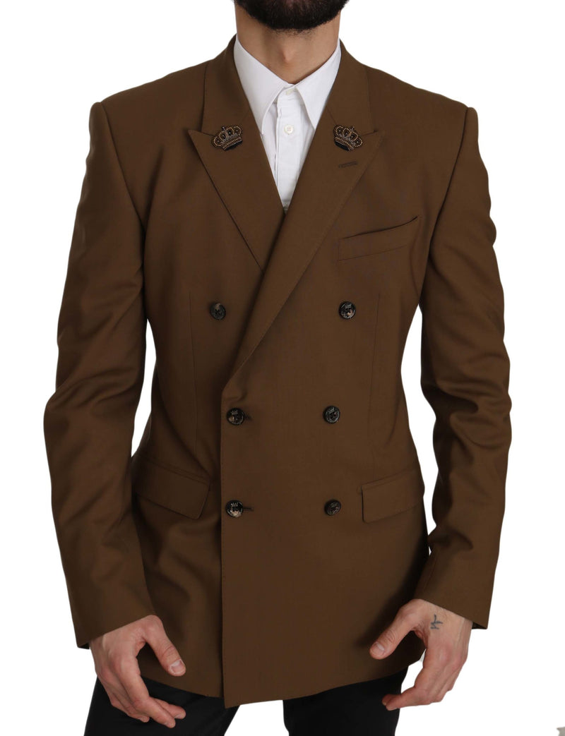 Brown Wool Royal Crown Jacket Blazer