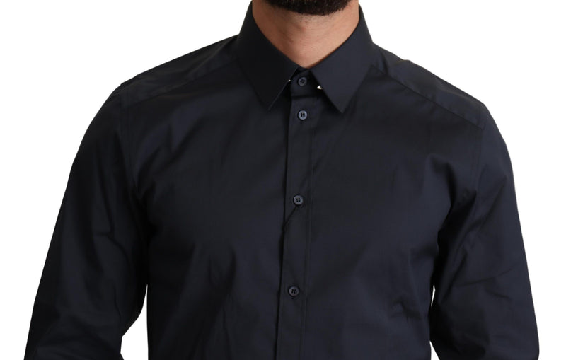 Blue Cotton Stretch Formal Shirt