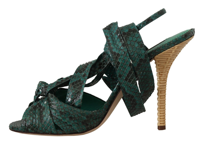 Green Python Strap Sandals Heels Shoes