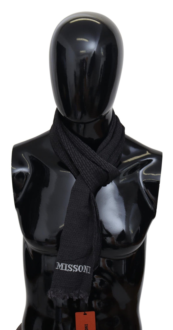 Black Wool Knit Unisex Neck Wrap Scarf