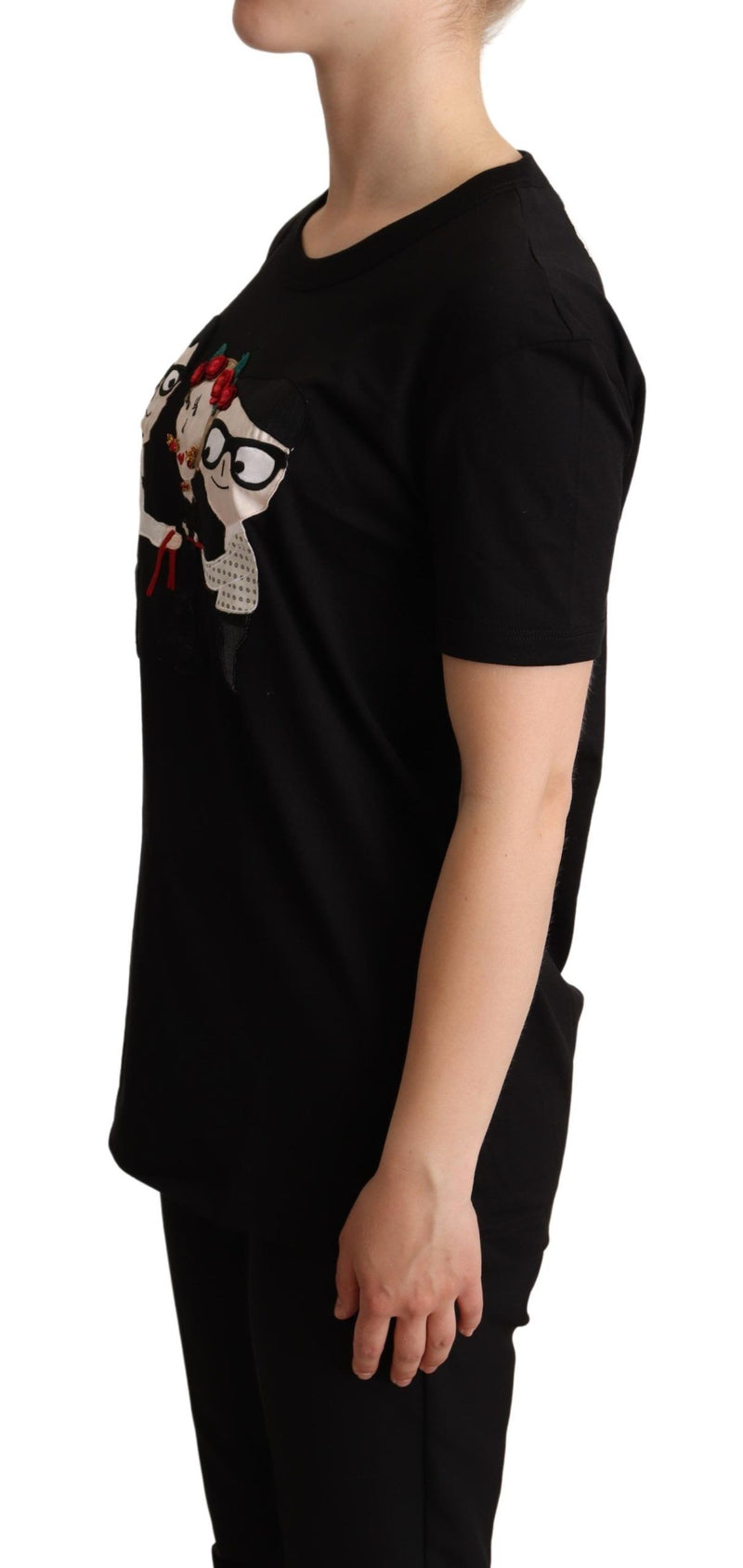 Black #dgfamily Cotton Crewneck T-shirt