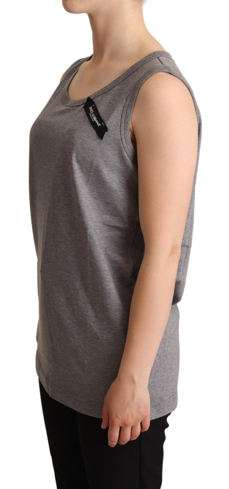 Gray Sleeveless Round Neck Tank Top T-shirt