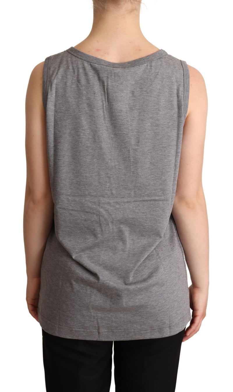 Gray Sleeveless Round Neck Tank Top T-shirt