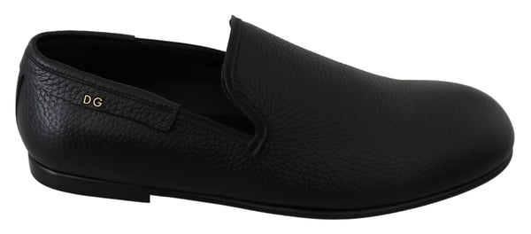 Black Monogram Logo Classic Loafers Shoes