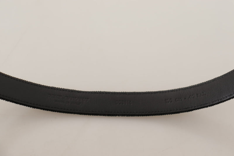 Black Casual Velvet Silver Metal Logo Buckle Belt