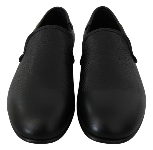 Black Monogram Logo Classic Loafers Shoes