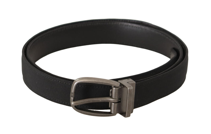 Black Suede Leather Silver Metal Buckle Belt