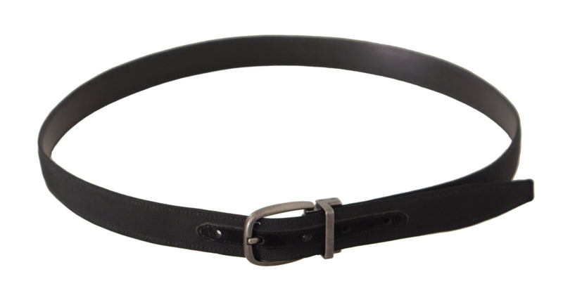 Black Suede Leather Silver Metal Buckle Belt