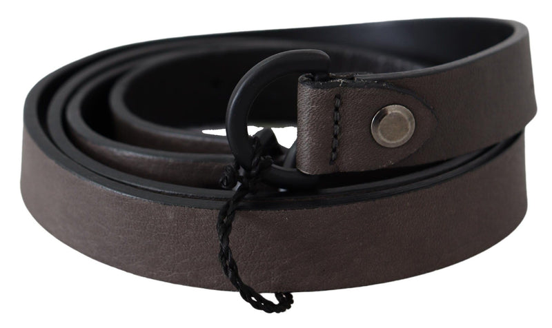 Brown Leather Black Buckle Belt