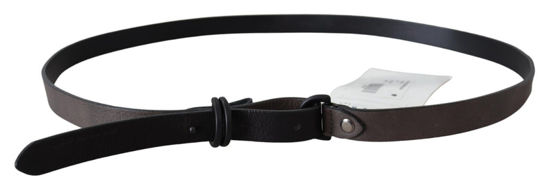 Brown Leather Black Buckle Belt