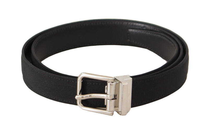 Black Canvas Silver Tone Metal Buckle Men Belt