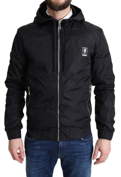 Black Windbreaker Hooded Sweater Jacket