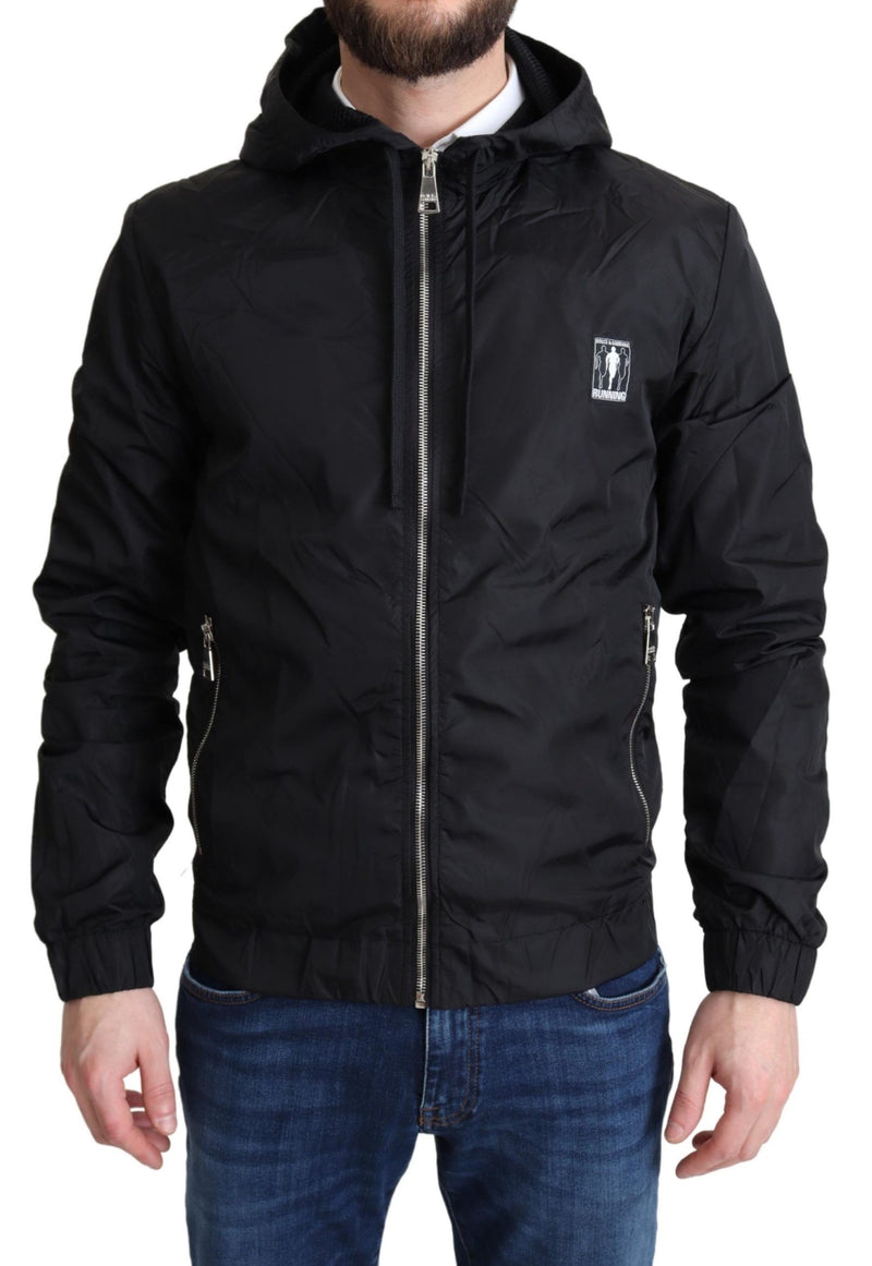 Black Windbreaker Hooded Sweater Jacket