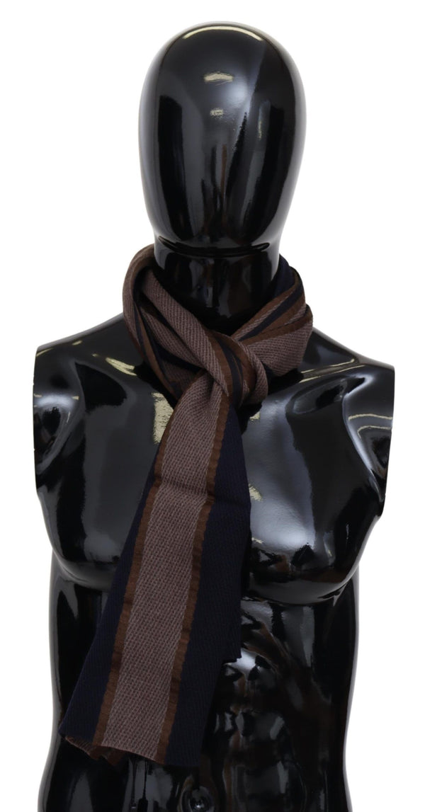 Brown Wool Striped Unisex Neck Wrap Shawl Scarf