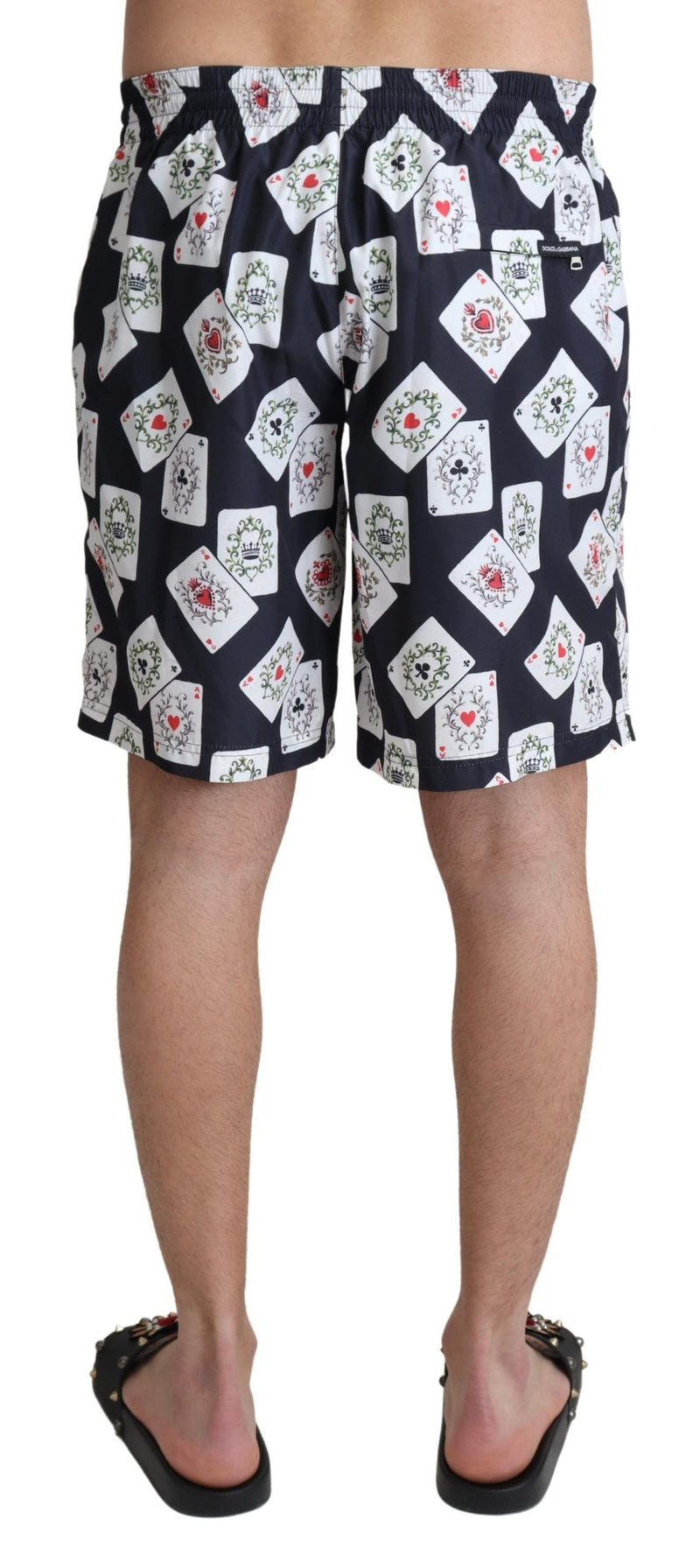 Black Card Deck Print Beachwear Swimshorts