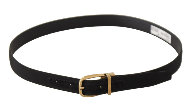 Black Grosgrain Canvas Gold Metal Buckle Belt