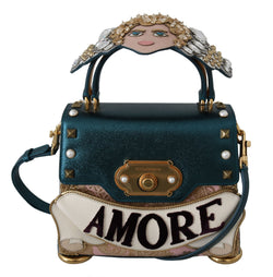 Blue Leather Angel Amore Crossbody WELCOME  Purse