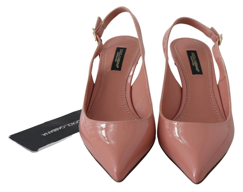 Pink Patent Leather Slingback Pumps Shoes