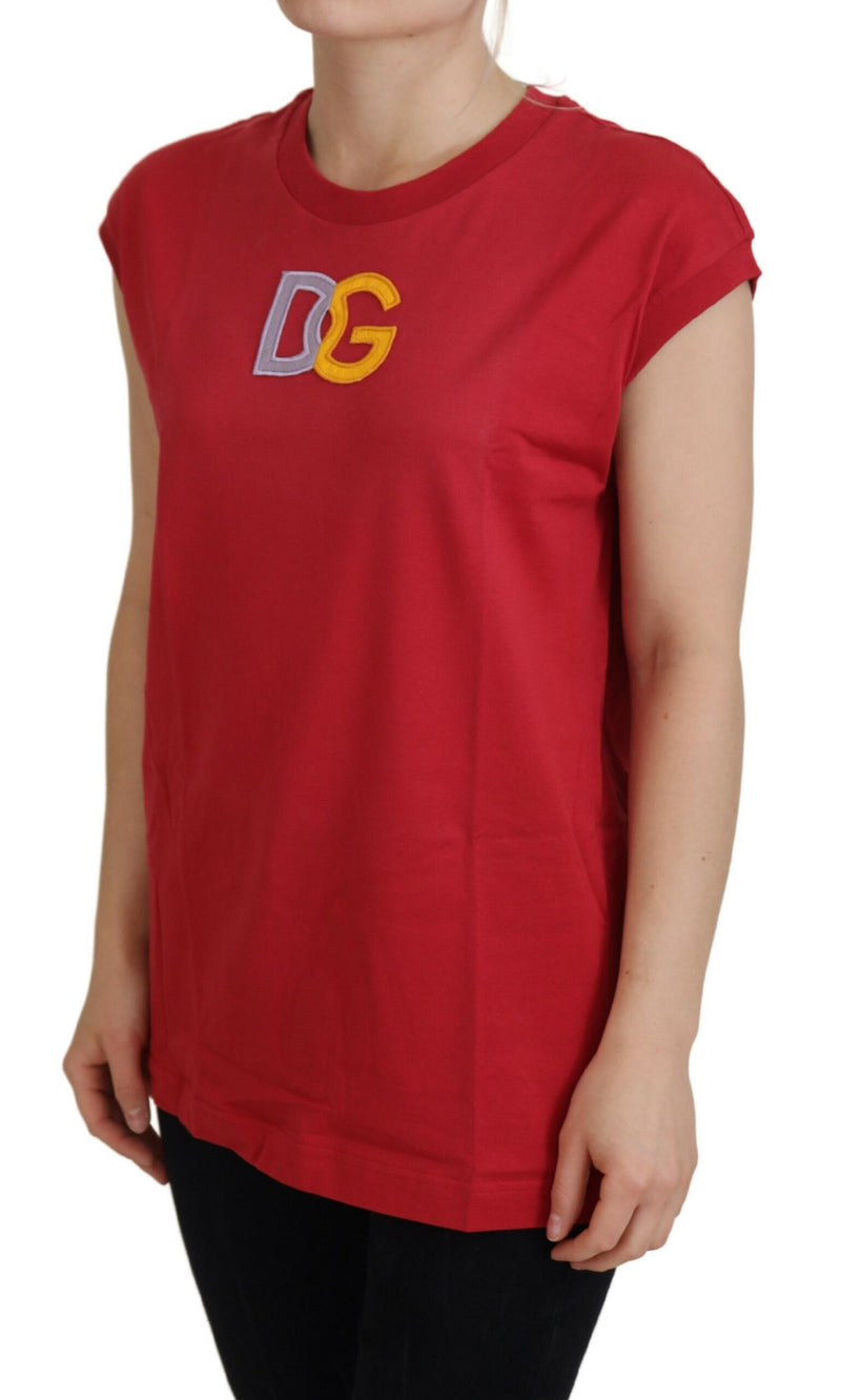 Red Cotton DG Logo Tank Top T-shirt