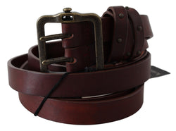 Brown Leather Rustic Bron ze Metal Buckle Belt