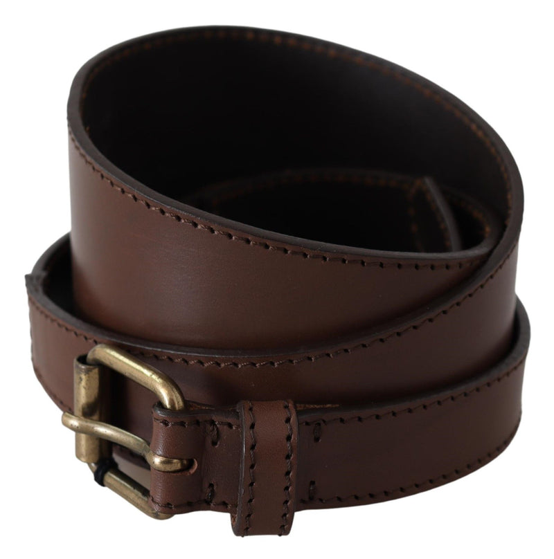 Brown Leather Gold Metal Buckle Belt