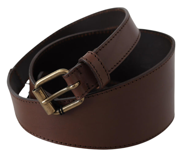 Brown Leather Gold Metal Buckle Belt