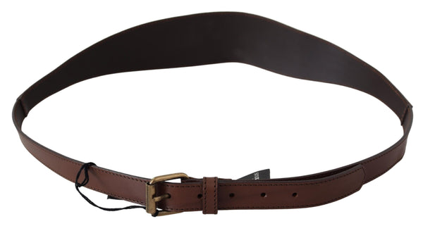 Brown Leather Gold Metal Buckle Belt