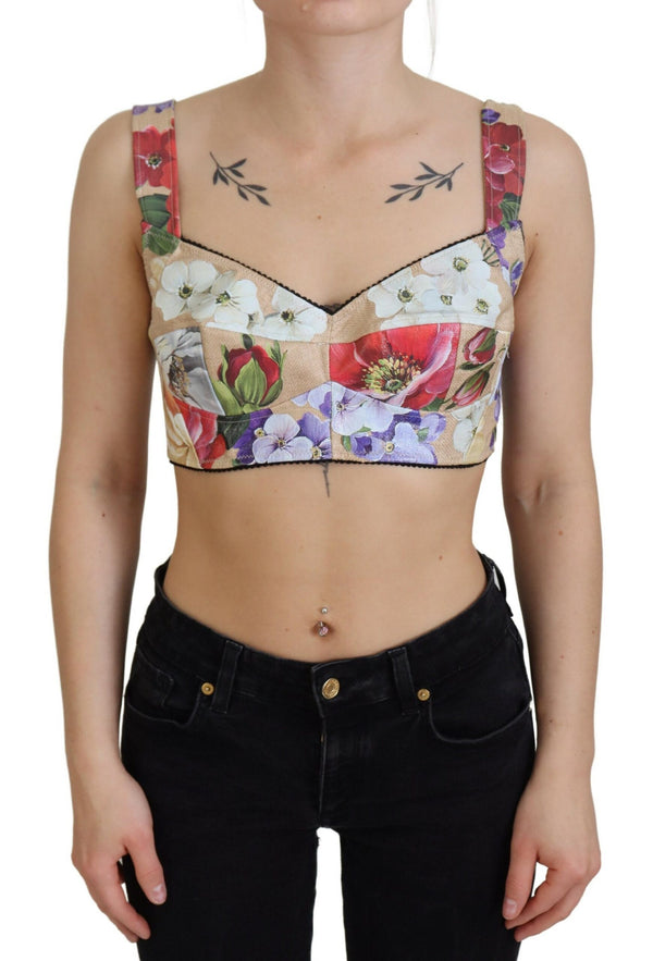 Multicolor Floral Cropped Bustier Corset Top