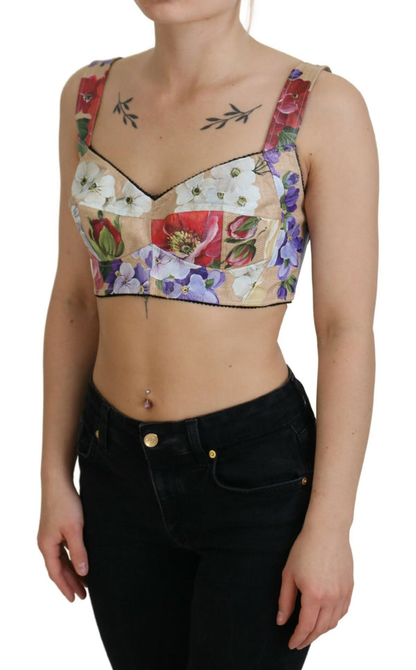 Multicolor Floral Cropped Bustier Corset Top