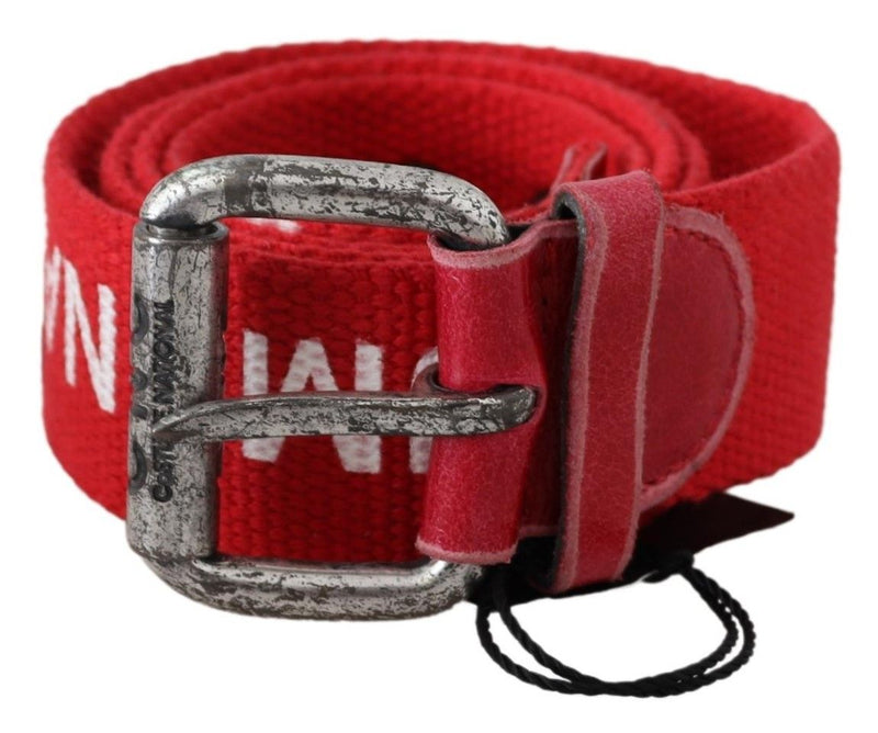 Red Woven Silver Rustic Logo Buckle Belt