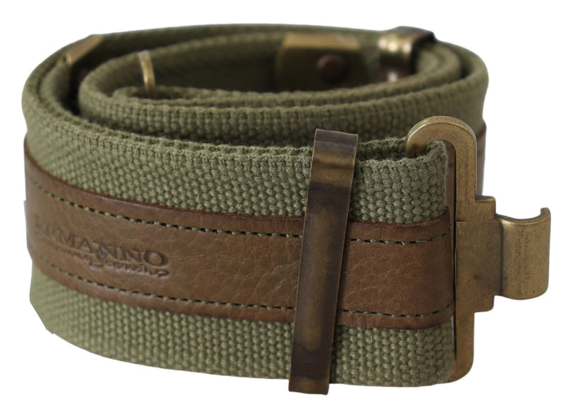 Green Leather Rustic Bronze Buckle Army Belt