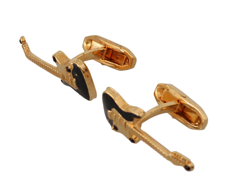 Gold Brass Music Guitar Branded Accessory Cufflinks