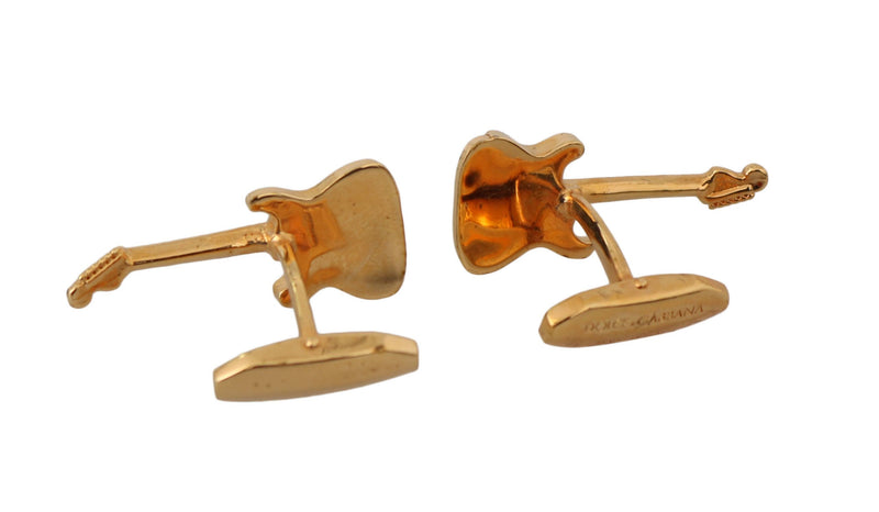 Gold Brass Music Guitar Branded Accessory Cufflinks