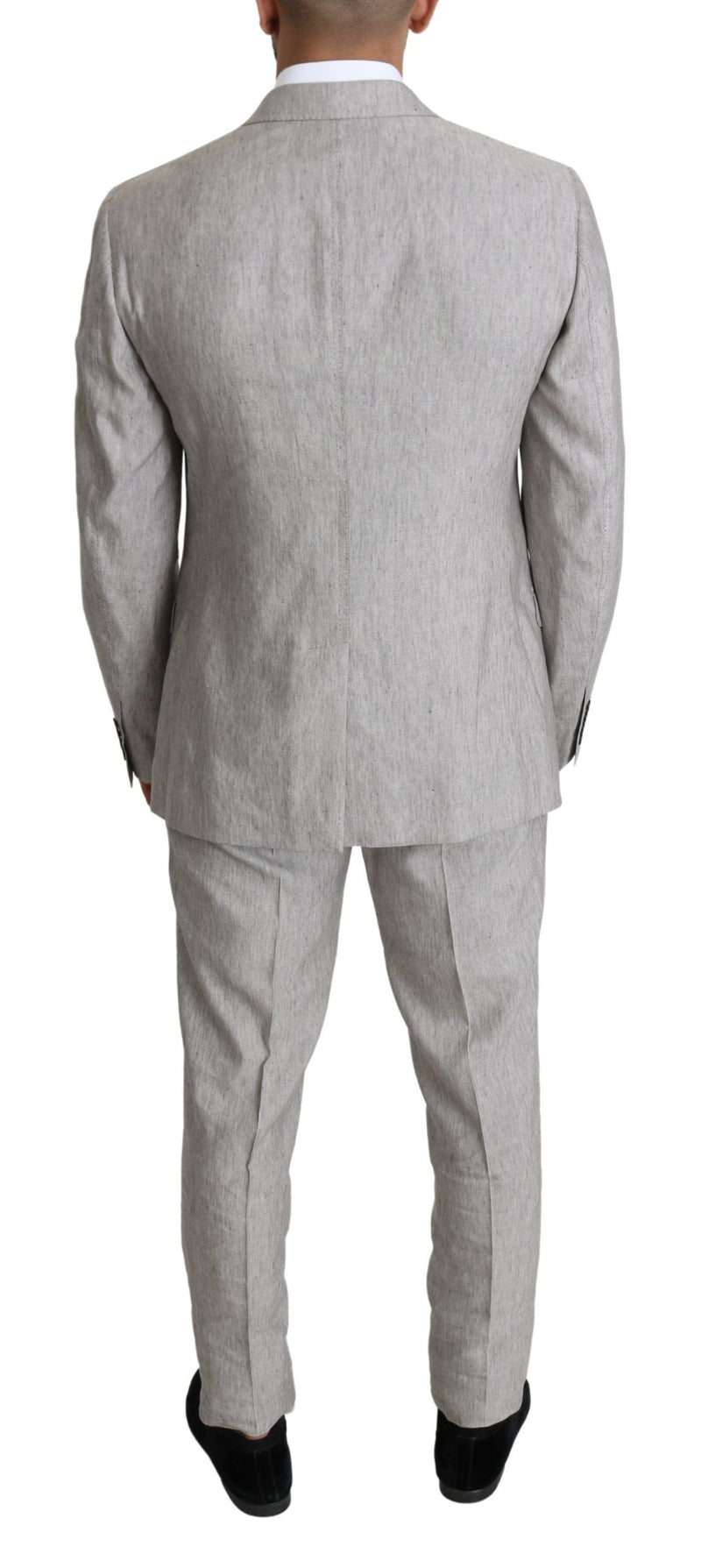 Gray Single Breasted 2 Piece Linen NAPOLI Suit