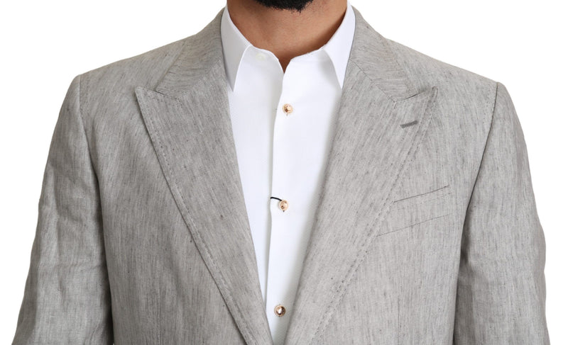 Gray Single Breasted 2 Piece Linen NAPOLI Suit