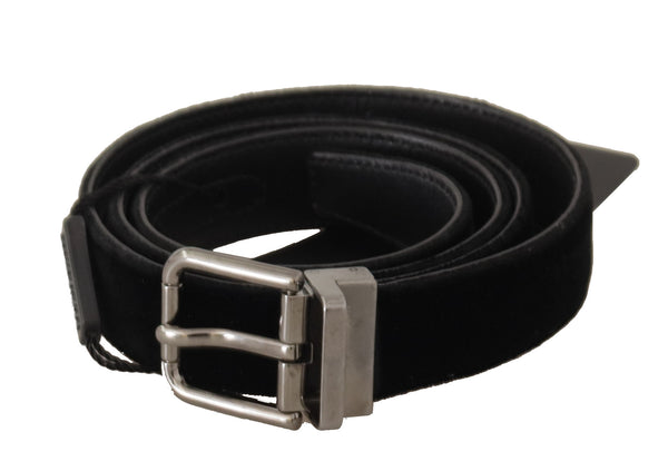 Black Cotton Silver Tone Metal Buckle Belt