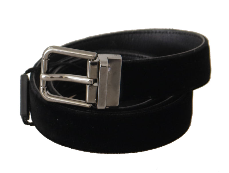 Black Cotton Silver Tone Metal Buckle Belt